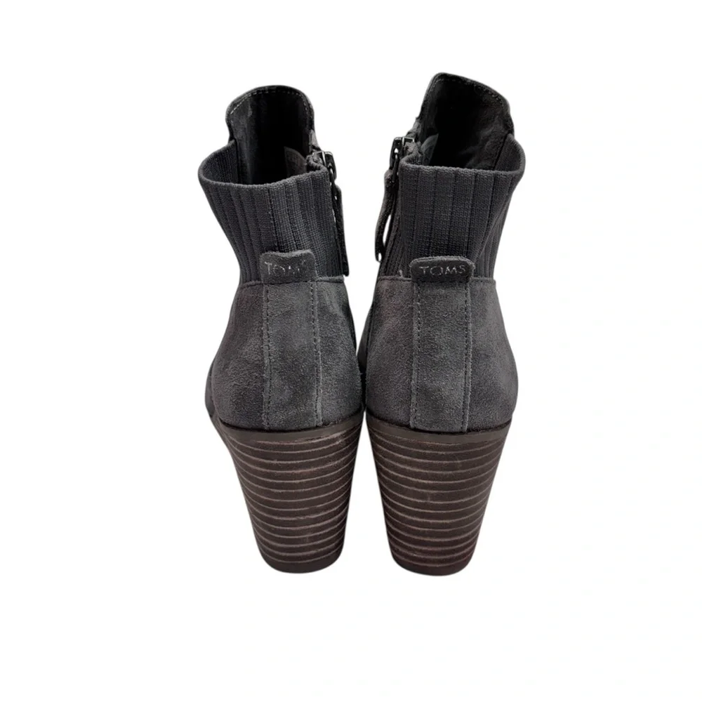 TOMS Shoes Suede Wedge Ankle Booties Gray Women's US 8